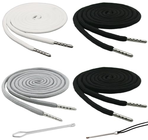 AVUELOI Cordoncino per pantaloni da jogging, 4 pezzi, 140 cm, cordoncino per cappuccio, elastico da jogging, con ago infilatore, coulisse per pantaloni