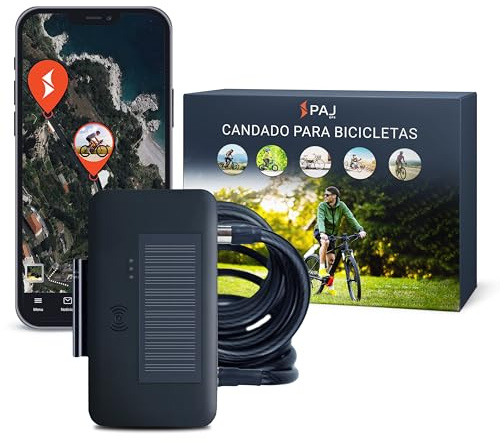 PAJ Traceur GPS 4G Antivol Vélo, 3 Mois Abonnement Premium Inclus | Cadenas avec alarme sonore - Suivi temps réel - 100% étanche - Historique trajets sur 365 jours - Batterie 20 jours (veille)