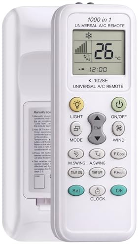 Telecomando Universale Condizionatore, K-1028E 1000 in 1 A/C Telecomando Condizionatore Universale Compatibile con Fujitsu, LG, Panasonic, Mitsubishi e Samsung