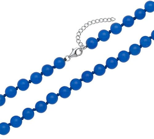 Unique Perlenkette aus blau-gefärbter Jade PN0015