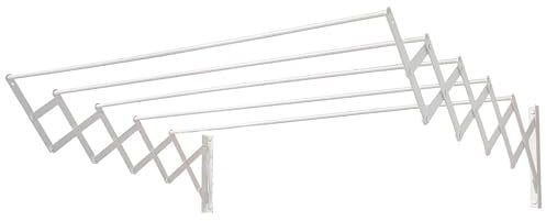 Cuncial - Tendedero Extensible de Pared EPOXI 100 cm | Acero Blanco con 5 Barras Reforzadas | 5 m de Tendido | Plegable para Interior y Exterior | Alta Resistencia y Fácil Montaje | Garantía 3 años