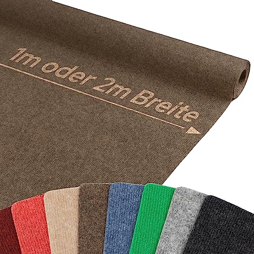 Messeteppich Rips MALTA 200x300 cm Braun – schwer entflammbarer Eventteppich | gerippter Rips Nadelfilz Boden | schalldämmend, rutschfest & leicht zu verlegen | ideal für Messe & Event