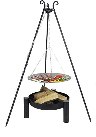Set Schwenkgrill: Feuerschale 60 cm, Dreibein und Lagerfeuerpfanne 56 cm
