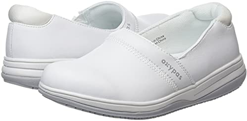 Oxypas Zapatos de Seguridad para Mujer Suzy - Zapato de Trabajo Ligero y cómodo, Ideal para Enfermeras, Cocina o Interior, Antideslizante y Amortiguador, Blanco, 36 EU