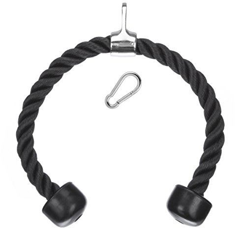 Katai Corde de tirage de Triceps pour Appareil à Charge guidée. Maillon d'attache avec Crochet Mousqueton