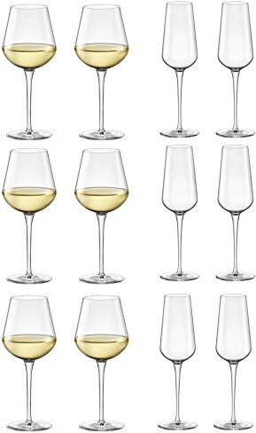 Bormioli Rocco Inalto Uno Small Wine Glass & Champagne Flute - Set of 12 Glasses