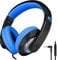 Rockpapa Comfort+ Kids Headphones, Wired Headphones Over Ear Headp hones with Microphone for Kids Children Adult, Stereo Sound, Adjustable Headphone for School/Travel/Phone/PC/MP3-Black Blue