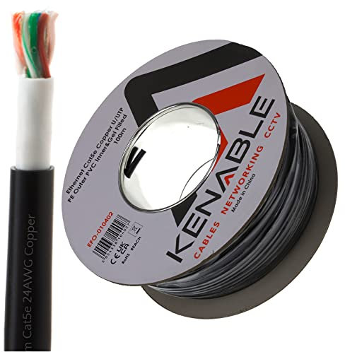 Premium External CAT5e Outdoor Copper Ethernet Network Cable Reel with Gel 50m/100m 100m Nero