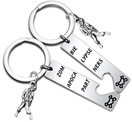 MYOSPARK Zom-bie Apocalypse Partners Broken Heart Keychain Set Walking Dead Gift For BFF Best Friends Partners (Zom-bie Apocalypse Partners Keychain Set 2)