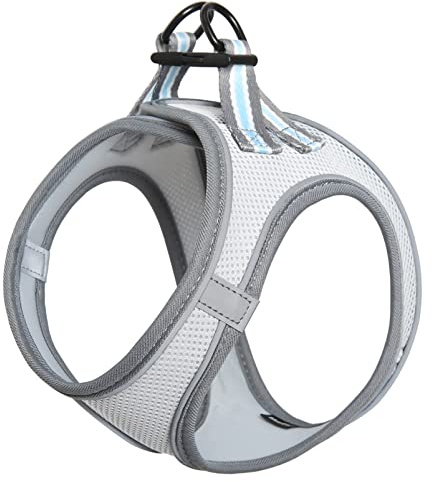 HEELE Hundegeschirr für Kleine Hunde, Atmungsaktive, Grau, 2XS | Step-in Weiches Mesh, Einfach anzulegen, Schnell An Und Aus, Atmungsaktiv, Reflektierend, Passform für Kleine Hunde