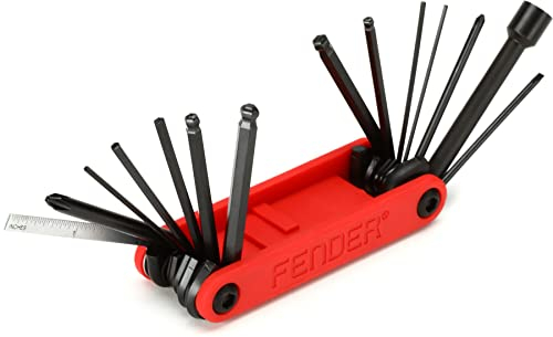 Fender Herramienta Multi-Función para Guitarra y Bajo, 14 Herramientas en 1, Rojo