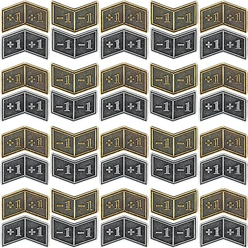 40 PCS Antique Metal Buff Counter Tokens with Velvet Bag Magic The Gathering Token Creature Stats or Loyalty Counters for MTG CCG Card Gaming Accessories, Black&Bronze