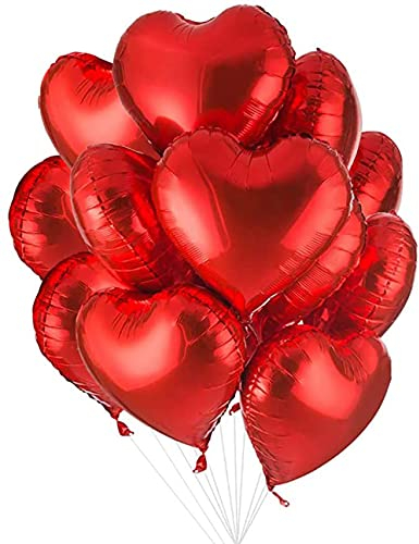20 Stück Herz Folienballon Rot Helium Herzballons Hochzeit Herz Herzform Heliumballons Herzluftballons für Geburtstag, Geburtstag,Valentinstag, Hochzeit, Verlobung,Muttertag Party