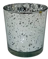 Tea Light Candle Holder Speckled Gold Silver Glass Home Parties Decor Weddings Votive (Silver)