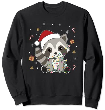 Waschbär Weihnachten weihnachtstiere Lichterkette Waschbären Sweatshirt