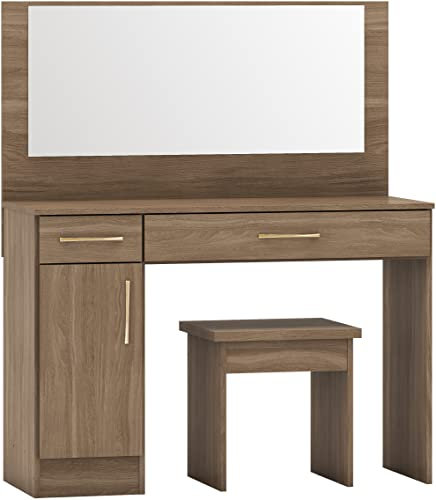 Seconique Nevada Vanity/Dressing Table Set in Rustic Oak Effect