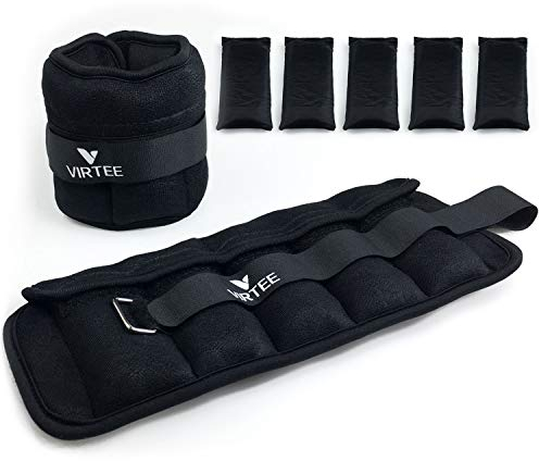 Virtee Verstellbare Knöchelgewichte für Damen, Herren, Kinder, Handgelenkgewicht-Set 1-5 kg (1 Paar) mit abnehmbarem Gewicht für Joggen, Walking, Gymnastik, Workout, 0,5–2,5 kg pro Packung, 2 Stück