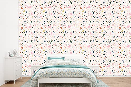 Selbstklebend Tapete Wandpapier Wandaufkleber Fototapete Tapeten Wanddeko 330x220 cm Lehm - Muster - Terazzo
