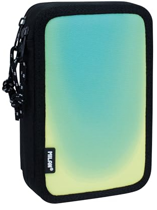 MILAN Federmäppchen, 2 Etagen mit Sonnenuntergang, Schwarz und Grün