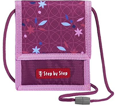 Step by Step Brustbeutel „Fairy Freya“, mit Sichtfenster, Münzfach mit Reißverschluss, Schlüsselbefestigung, zum Umhängen, für die 1. bis 4. Klasse, lila-rosa