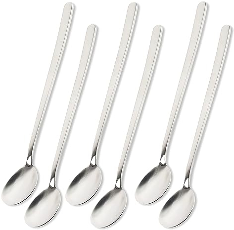 Schramm® 6 oder 12 Stück Latte Macchiatolöffel wählbar in schwarz, silber oder gold Eier Löffel Teelöffel Servierlöffel Kaffeelöffel Dessertlöffel Mokkalöffel Dip, Farbe:silber, Anzahl:6 Stück