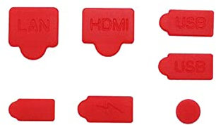 7 pièces Ensemble de Bouchons Anti-poussière en Silicone adapté à PS5 USB LAN Type C Anti-Rayures Couvercle Bouchon Anti-poussière adapté à PS5 Configuration De Jeu (Red, One Size)