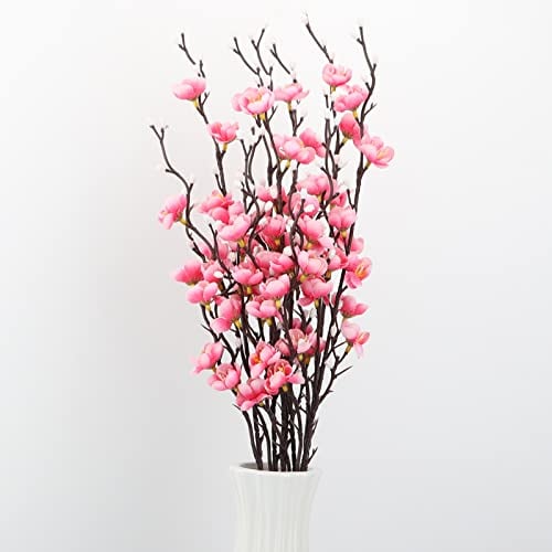 LGEGE Fiori artificiali di prugna rosa, 6 pezzi, fiori finti in tessuto di seta, bouquet di fiori finti per casa, cucina, ufficio, hotel, decorazione floreale centrotavola per tavolo