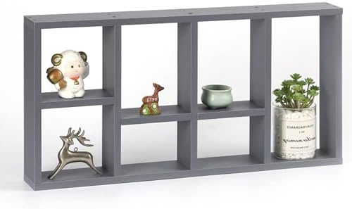 PREMZO Multi-level Floating Shelf Shelves Wall Mounted Decorative Display Organize Bookshelf various settings Modular Contemporary Home Office Kitchen Entryway (GREY)