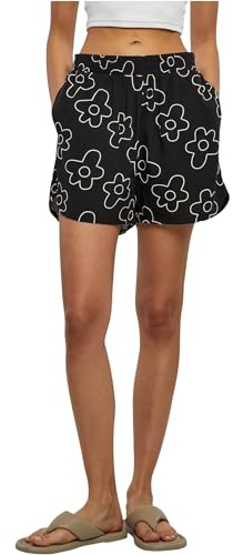 Urban Classics Damen Shorts Ladies AOP Viscose Resort Shorts blackflower XXL