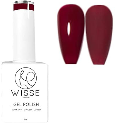 Wisse Make up Gel Nail Polish, UV/LED Soak-Off Nail Art Manicure Pedicure for Professional, Salon & Home Use - Long Lasting & Easy to Apply, 30 Colours - Cherry