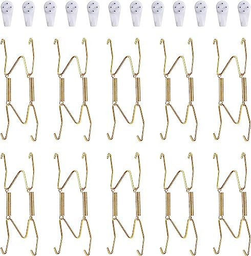 Paquete de 10 perchas para platos, perchas de pared de 4 pulgadas y 12 ganchos de pared, compatibles con platos decorativos de 4 a 4.5 pulgadas, porcelana antigua, platos antiguos y artes