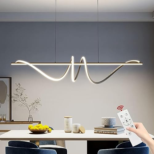 Mikeru LED Pendelleuchte esszimmer,Esstischlampe 120cm modernes Spirale Design hängeleuchte schwarz,dimmbare mit Fernbedienung LED Hängelampe fürHängelampe esszimmer Arbeitszimmer Küche