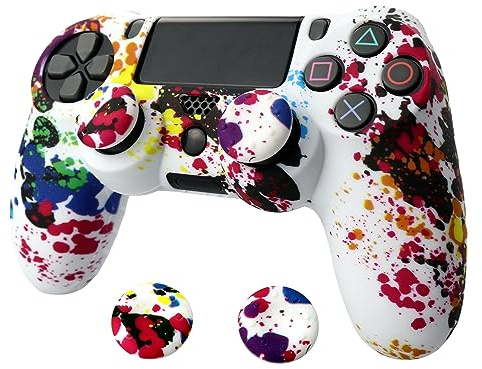 Schutzhülle für PS4-Controller, rutschfeste Silikon-Schutzhülle mit 2 Daumengriffkappen für PS4/Slim/Pro Dualshock 4 Controller, kabelloses Gamepad (Punktpunkt)
