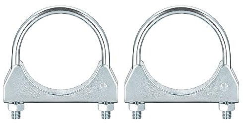 sourcing map Muffler U-Bolt Clamps for 65mm(2-9/16) Diameter Exhaust Tail Pipe, 2pcs Exhaust U Clamp Saddle Type U-Bolt Clamps