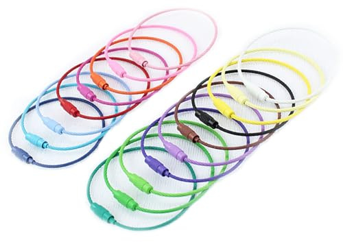 18Pcs Heavy Duty Steel Wire Keyrings Multifunctional Colored Keychains | Wire Convenient Useful Keychain Cable Loop for Outdoor Hiking Keychain Twist Loops