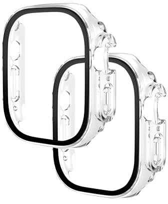 yunus aras Confezione da 2 pellicole protettive in vetro temperato per Apple Watch, compatibili con ultra 2 (2023)/Ultra 49 mm, ultra sottili, antiurto, copertura protettiva generale per iWatch