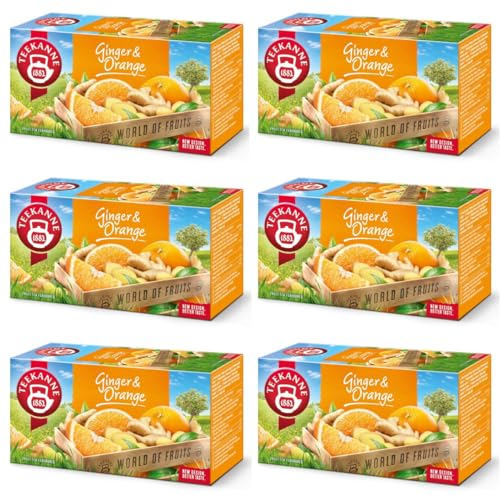 TEEKANNE - Ginger&Orange Fruit Tea - Früchtetees mit Orangen&Ingwer - 6x20 (Dekond gift)