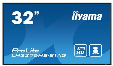 iiyama Prolite LH3275HS-B1AG 80cm 31,5 Digital Signage Display IPS LED Panel Full-HD HDMI DP USB2.0 RS-232c RJ45 Audio-Out Mediaplayer Android-OS WiFi 24/7 schwarz