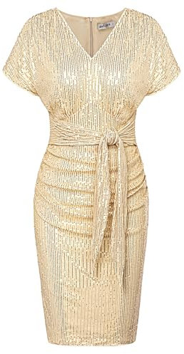 GRACE KARIN Damen-Festivalkleid für Partys Midi-Übergröße übergroßes glitzerndes Kleid Aprikose S