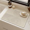 Odot Tapis Egouttoir Vaisselle, Tapis Absorbant Vaisselle Tapis Vaisselle Egouttoir Absorbant pour Comptoirs de Restaurant de Cuisine de Bar Café, Ligne Design Beige (40x70cm,Ovale)