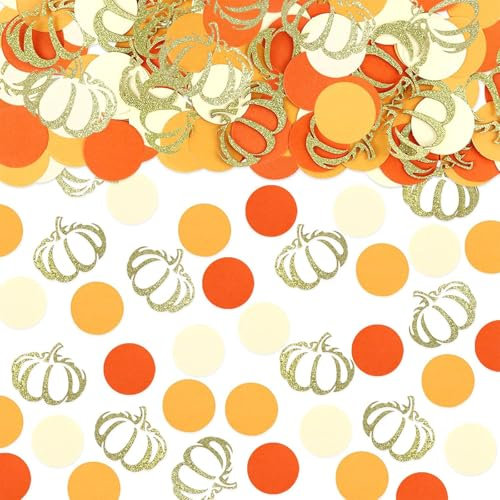 Thanksgiving Deko Kürbisk Konfetti, Erntedankfest Streudeko Orange, Herbstdeko Confetti, Kürbisk Deko Tisch, Herbst Ahornblatt Konfetti, Erntedankfest Party Zubehör für Babyparty Hochzeit Herbst Deko