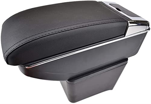 IZQLTWKR Central Console Armrest For V&W Polo 9N 2002-2009 Car Armrest Box Storage Box Center Console Leather Cup Holder Dual Layer Armrest Box(Black thread)