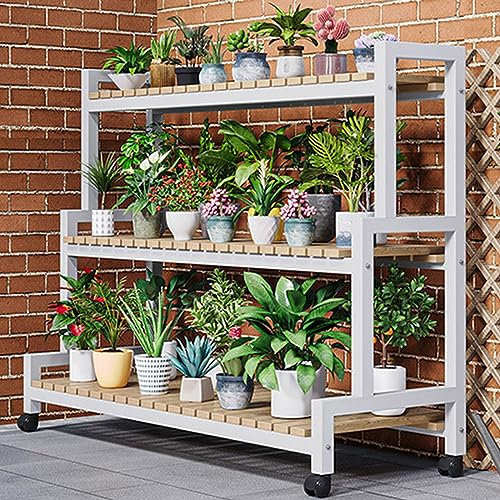 Metall-Pflanzenständer, Leiterregal, hoch, für drinnen und draußen, Stahlholz, Pflanzenregale für Terrasse, Garten, Ecke, Balkon, Wohnzimmer, Lagerung, 120 cm