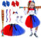 BITOYO Quinn Kostüm Kinder, Quinn Cosplay Kostüm Mädchen Halloween Kostüme Tüllrock Tutu mit Haarschleife Aufblasbarer Baseballschläger Cosplay Joker für Halloween Karneval Cosplay Kostüme