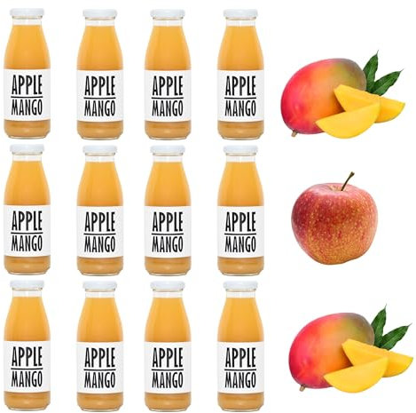 PRESSUICE Fresh Apple Juice not from concentrate | 12 bottles pack x 250 ml Fruit Juices NFC | Pressed Apple & Mango Drink | No added Sugar | Natural Sugar Free Press| Soft drinks