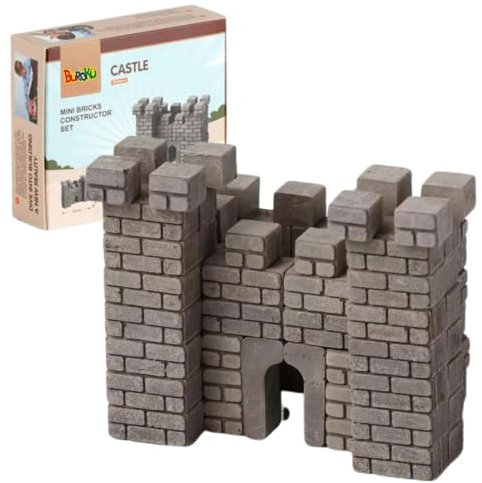 Buroku Mittelalterliches Bau-Set, 85 Teile, realistisches Schloss, Steinsteine, fördert das Stem-Lernen und die motorischen Fähigkeiten, für Kinder und Erwachsene, inklusive Kleber