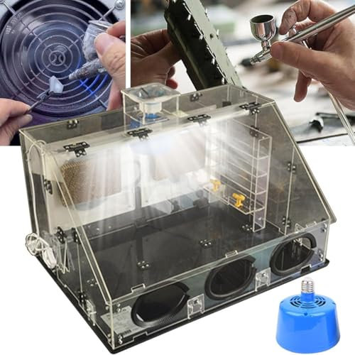 Cabina De Pintura Con Aerógrafo 40W, Juego De Caja De Pintura En Aerosol Para Mesa De Manualidades Para Pasteles Con Luces LED, Gabinete De Pintura Hermético Transparente Para Piezas De Modelos