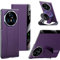 qichenlu Echtleder Intelligentes View Window Case für Honor Magic V3,【Kabelloses Laden mit Magnettechnik,Fingerhalter,Ständer】 Luxus Rindsleder Handytasche Magnetische Hülle - Lila