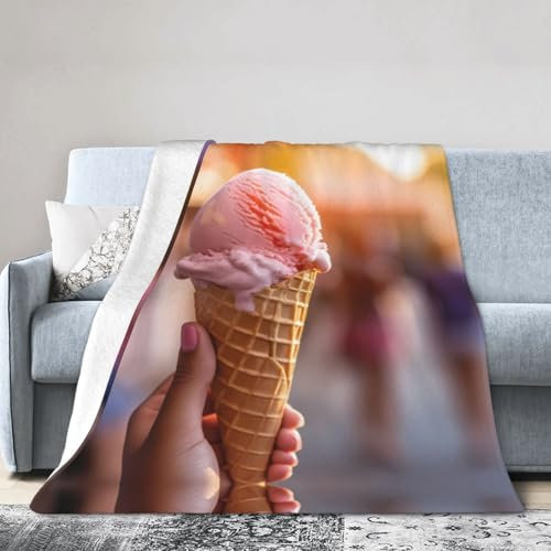 WZYWHJ Decken 127 x 101,6 cm – leichte, strapazierfähige und kompakte Anti-Falten-Decke für Bett, Sofa, Camping, Kino und Reisen, Motiv: Frozen Yogurt