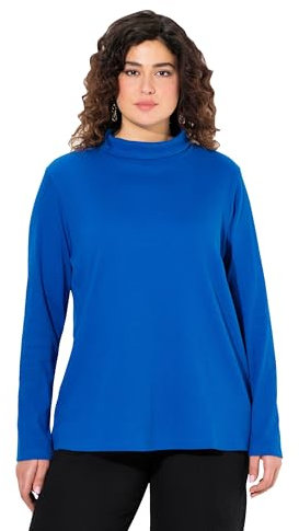 Ulla Popken Damen große Größen Übergrößen Plus Size Shirt, Rollkragen, Classic, Langarm Jeans blau 50+ 831786763-50+